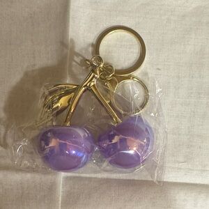 Elegant Purple Cherry Keychain
